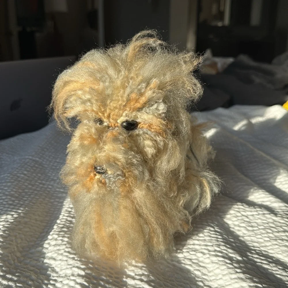 Handmade Fluffy Tan and Cream Dog Plush